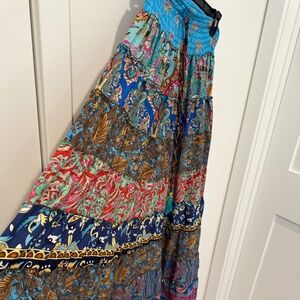 Silk layered boho maxi skirt stunning NEW
